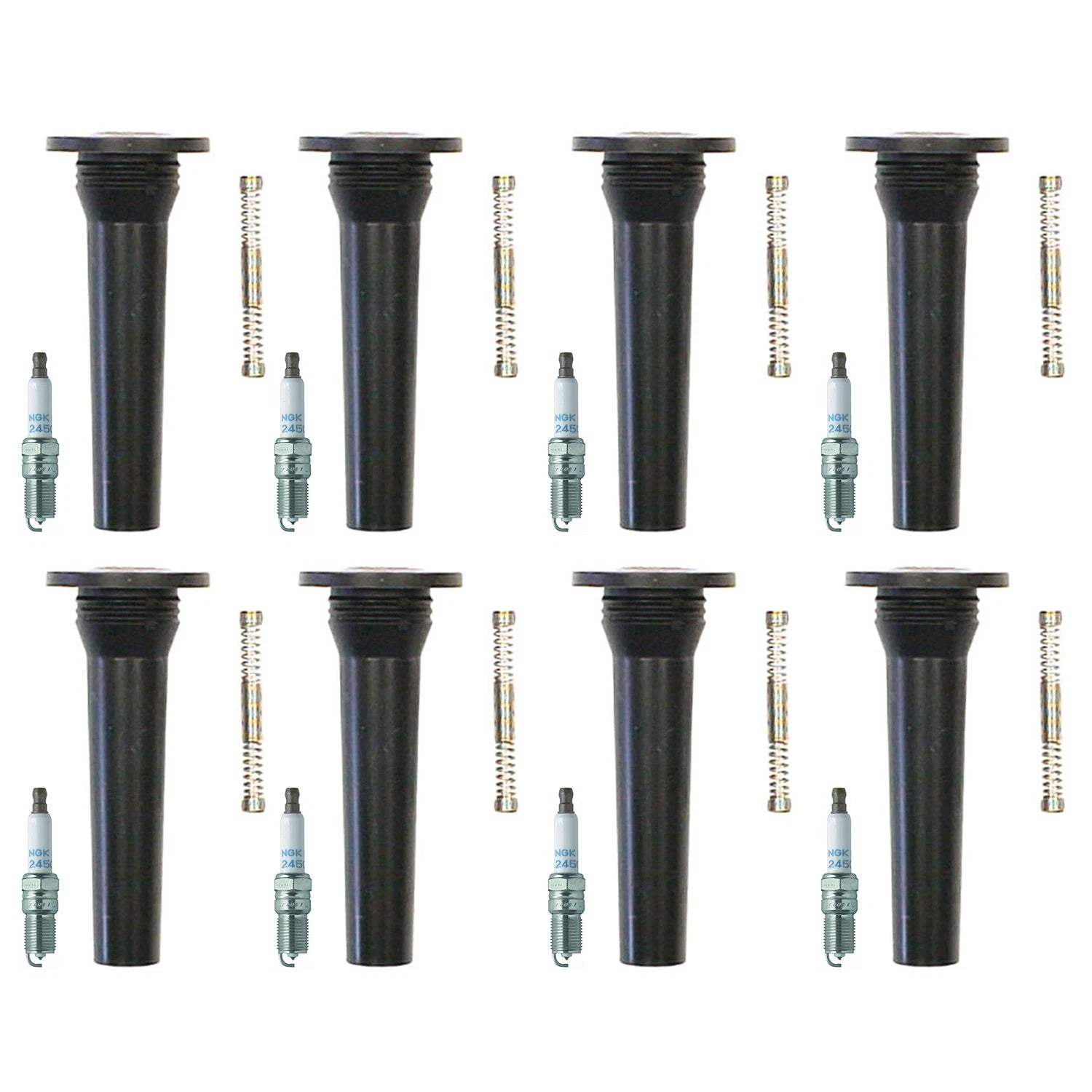 NGK 8 Laser Platinum Spark Plugs & Denso Coil Boots Kit for DeVille Seville (1994–2004)