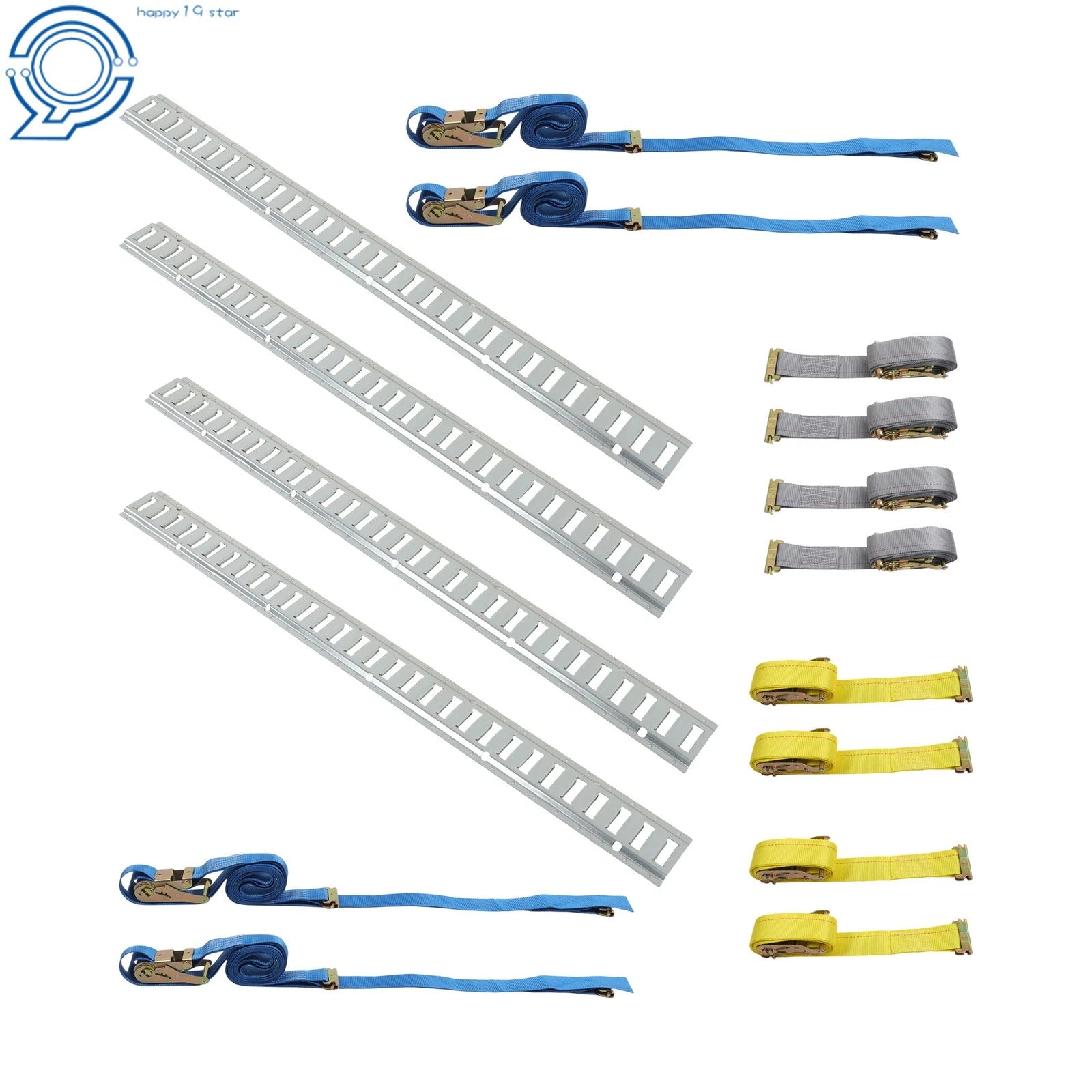 16 Pack E Track Kit with 5' Rails and Ratchet Straps