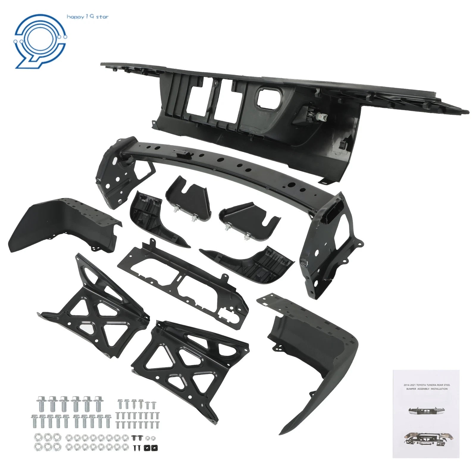 Complete Black Steel Rear Step Bumper for Toyota Tundra (2014–2021)