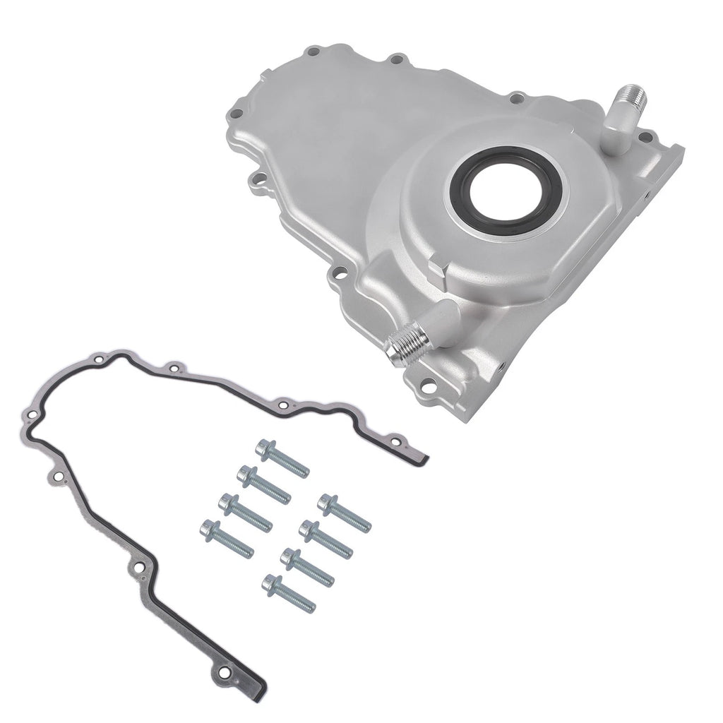 Timing Cover with 10AN Turbo Oil Drain Fittings for GM Gen III LS (1997–2009)