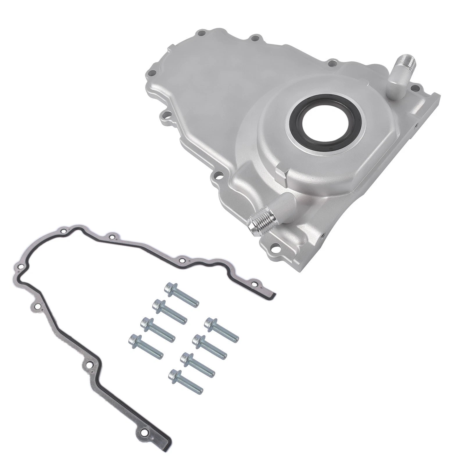 Timing Cover with 10AN Turbo Oil Drain Fittings for GM Gen III LS (1997–2009)
