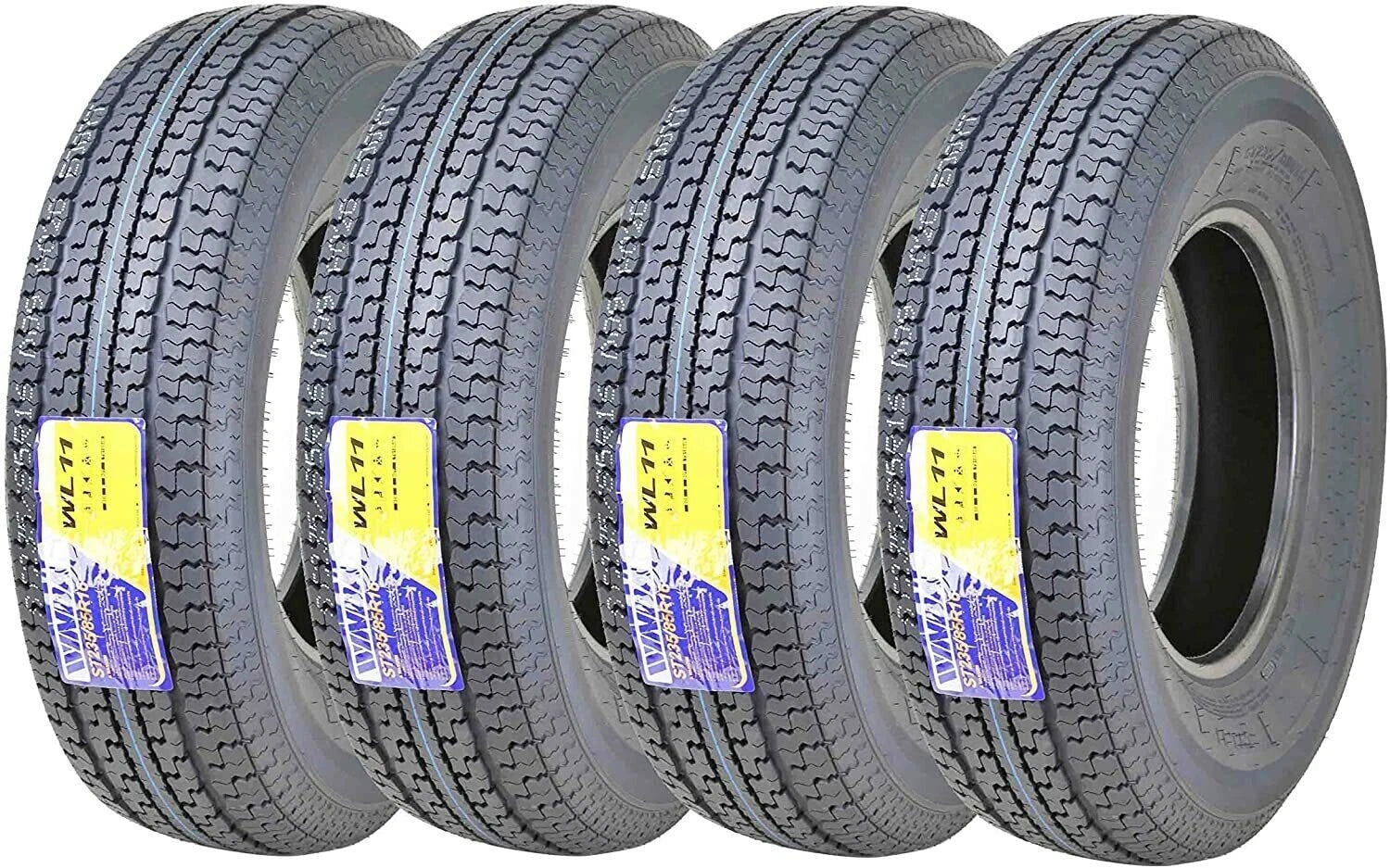 Set of 4 WINDA ST235/85R16 Trailer Tires 12 Ply LR F Steel Belted w/Scuff Guard