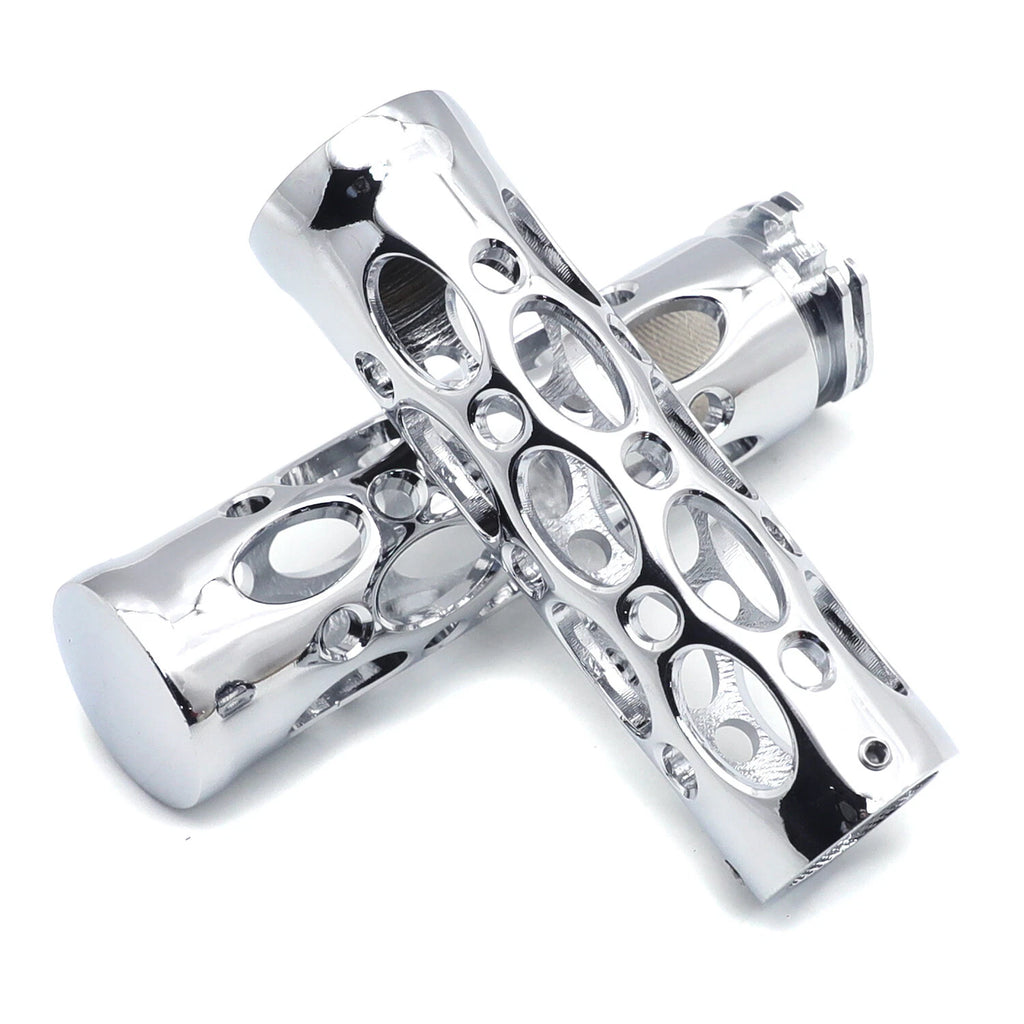 Chrome Hand Grips for Kawasaki Nomad Drifter Vulcan 1600 / Harley FXDL Dyna Low Rider (2000–2009)
