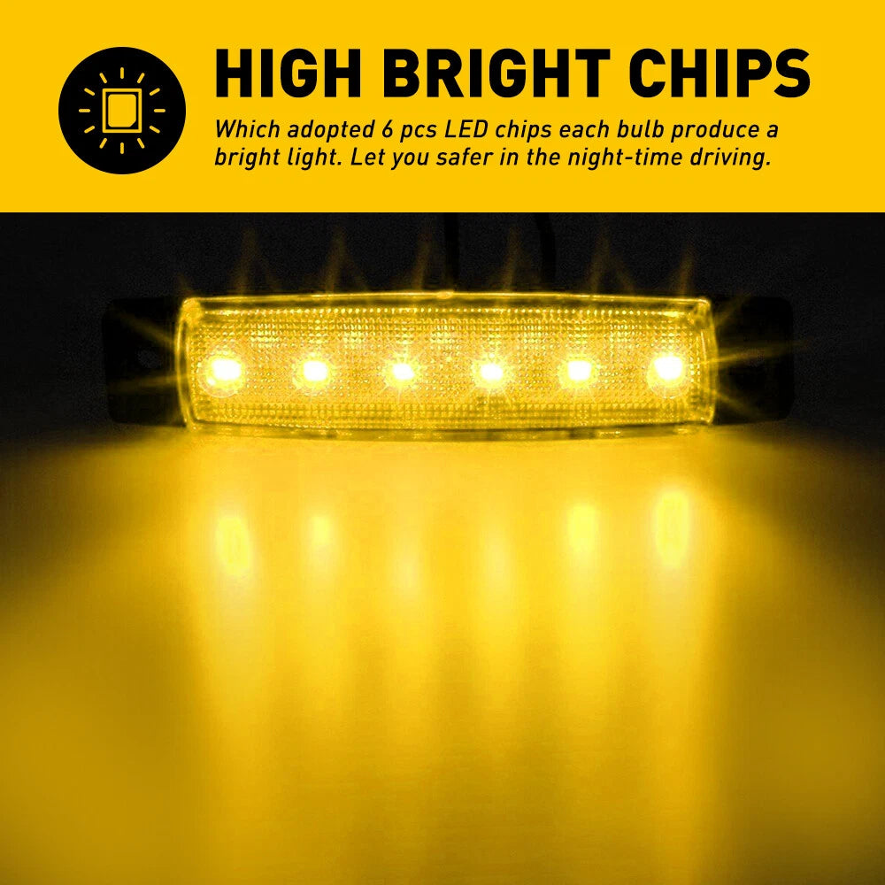 Set of 10 Smoked Amber LED Clearance Marker Lights for Boat Trailer