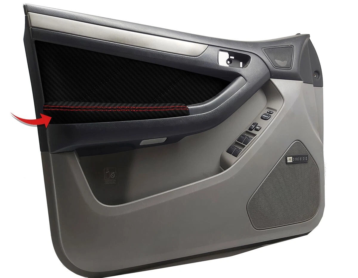 Front Armrest Door Panel for Toyota 4Runner (2003–2009) Red Stitch PVC Carbon