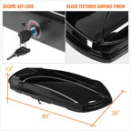 Cargo Roof Top Mounted Storage Box with Lock & Brackets for Universal Fit (80"L x 30"W x 13"H)