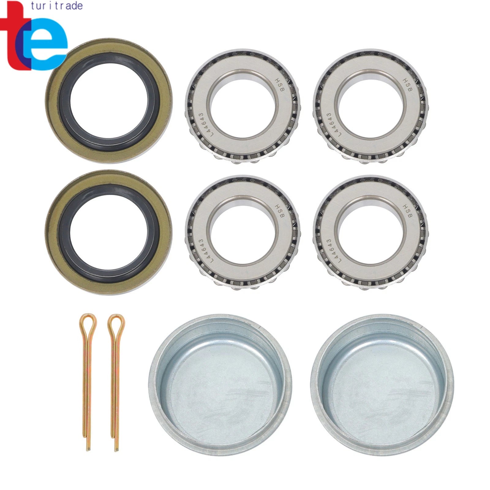 Set of 4 Trailer Hub Kits with Bearings for 2000 lbs Spindle (4")