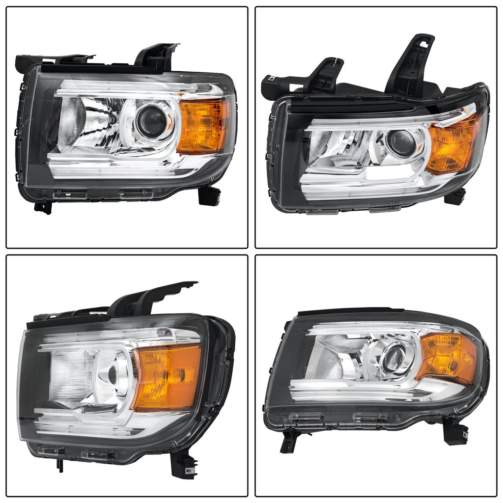 Chrome Left Side Headlight Assembly for GMC Canyon (2015–2022) Halogen