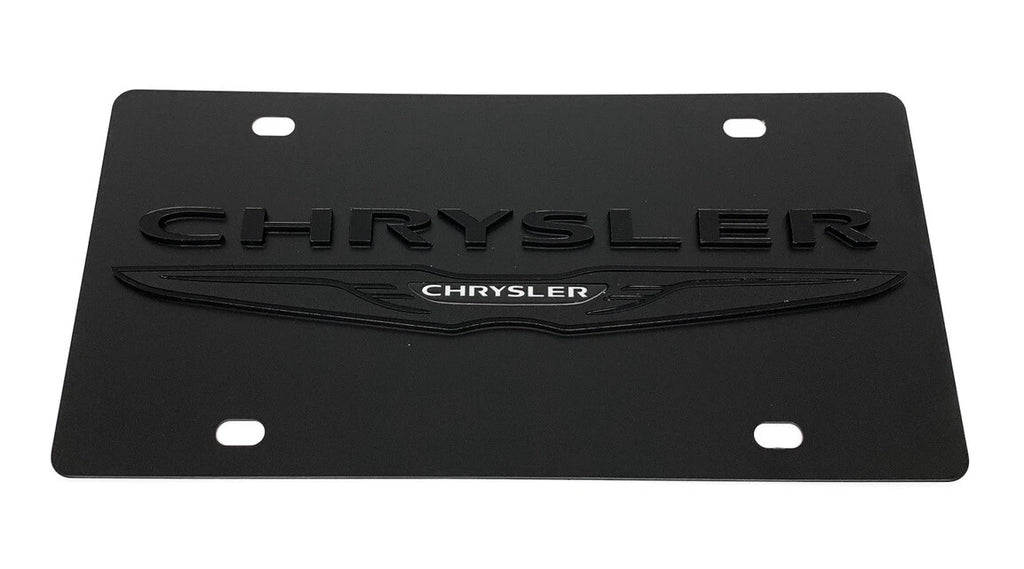 Black License Plate Cover with Blacked Out Chrysler Script for Chrysler (2011–2018)