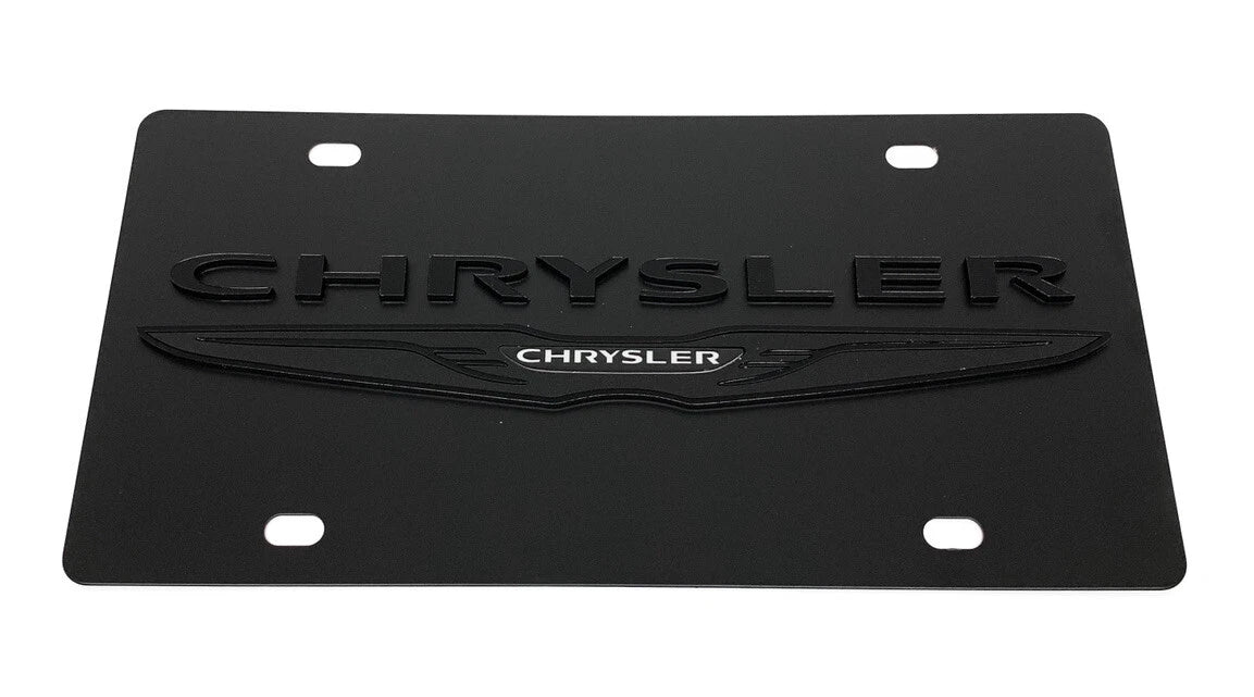 Black License Plate Cover with Blacked Out Chrysler Script for Chrysler (2011–2018)