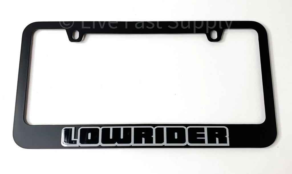 Matte Black License Plate Frame Premium with Gray Outline for Universal Fit