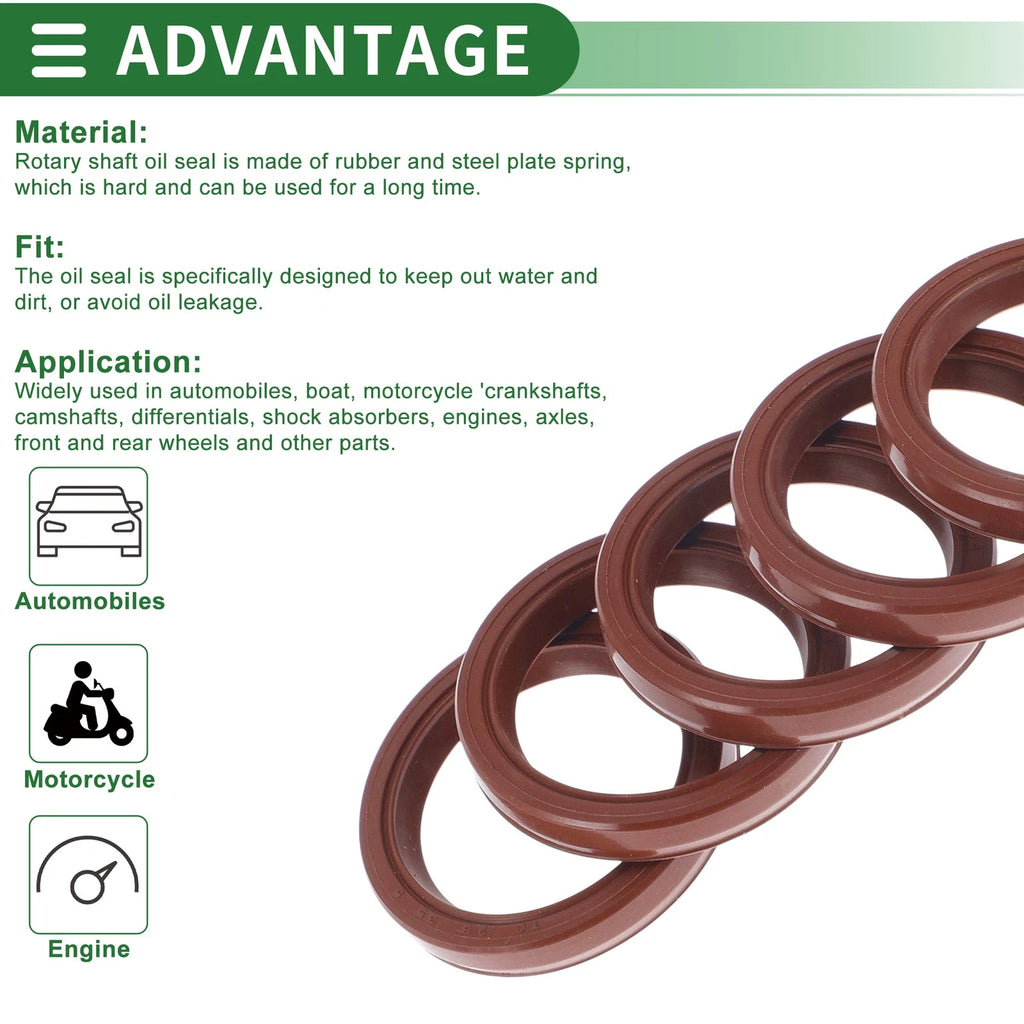 Set of 5 Oil Seal Rotary Shaft Seal FKM Rubber 28x35x5mm