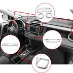 Matte Silver Dashboard AC Air Vent Cup Holder Handbrake Cover for RAV4 (2016–2018)
