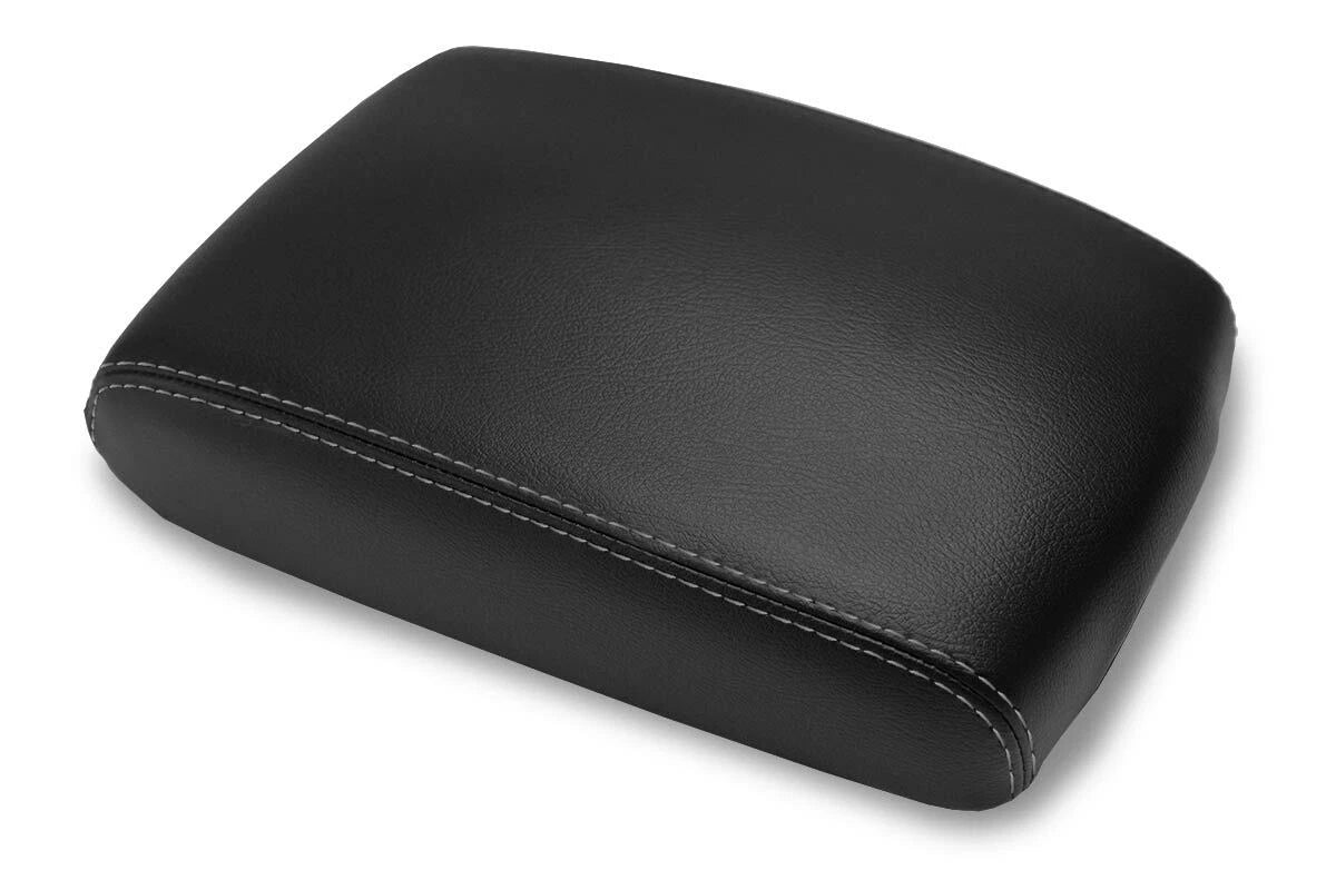 Leather Console Lid Armrest Cover for Infiniti FX35 (2009–2012) Black Gray Stitch