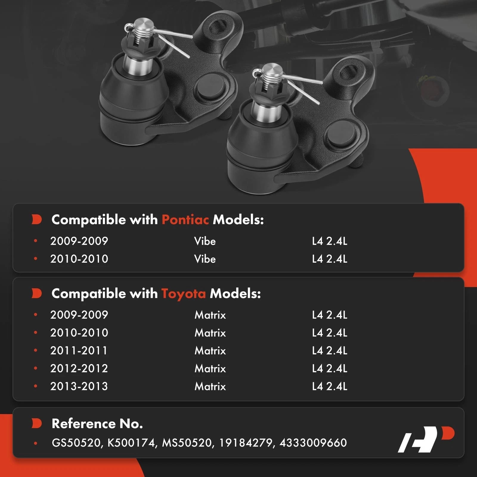 Front Lower Ball Joint for Toyota Matrix Pontiac Vibe (2009–2013)