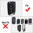 Black 3 Button Key Fob Cover Case for Skoda Karoq, VW Jetta (2017-2022)