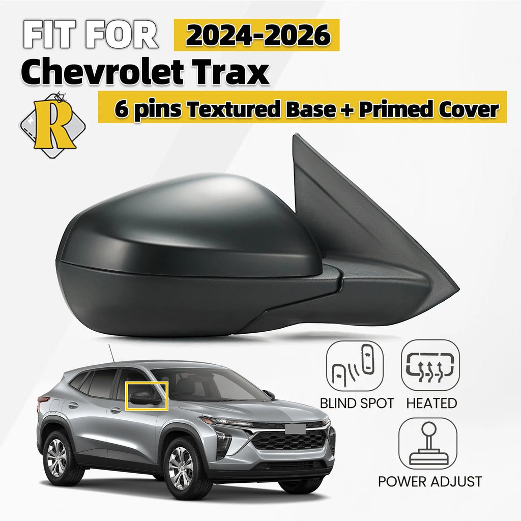 Side Mirror for Chevy Trax (2024–2026) W/Heated, Blind Spot, Right Passenger, 6 Pin