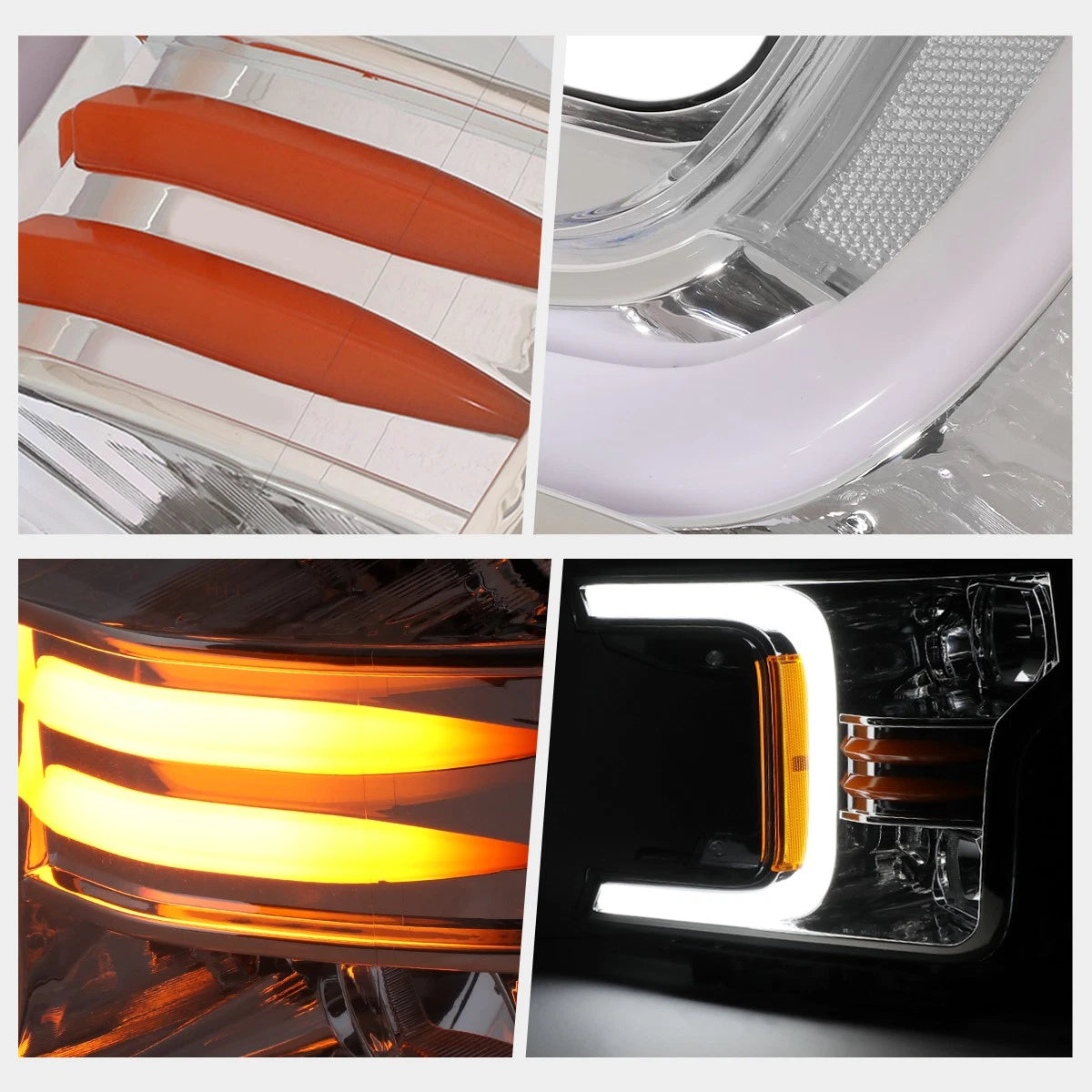 C-Shape LED DRL + Sequential Signal Headlights for Ford F150 (2018–2020)