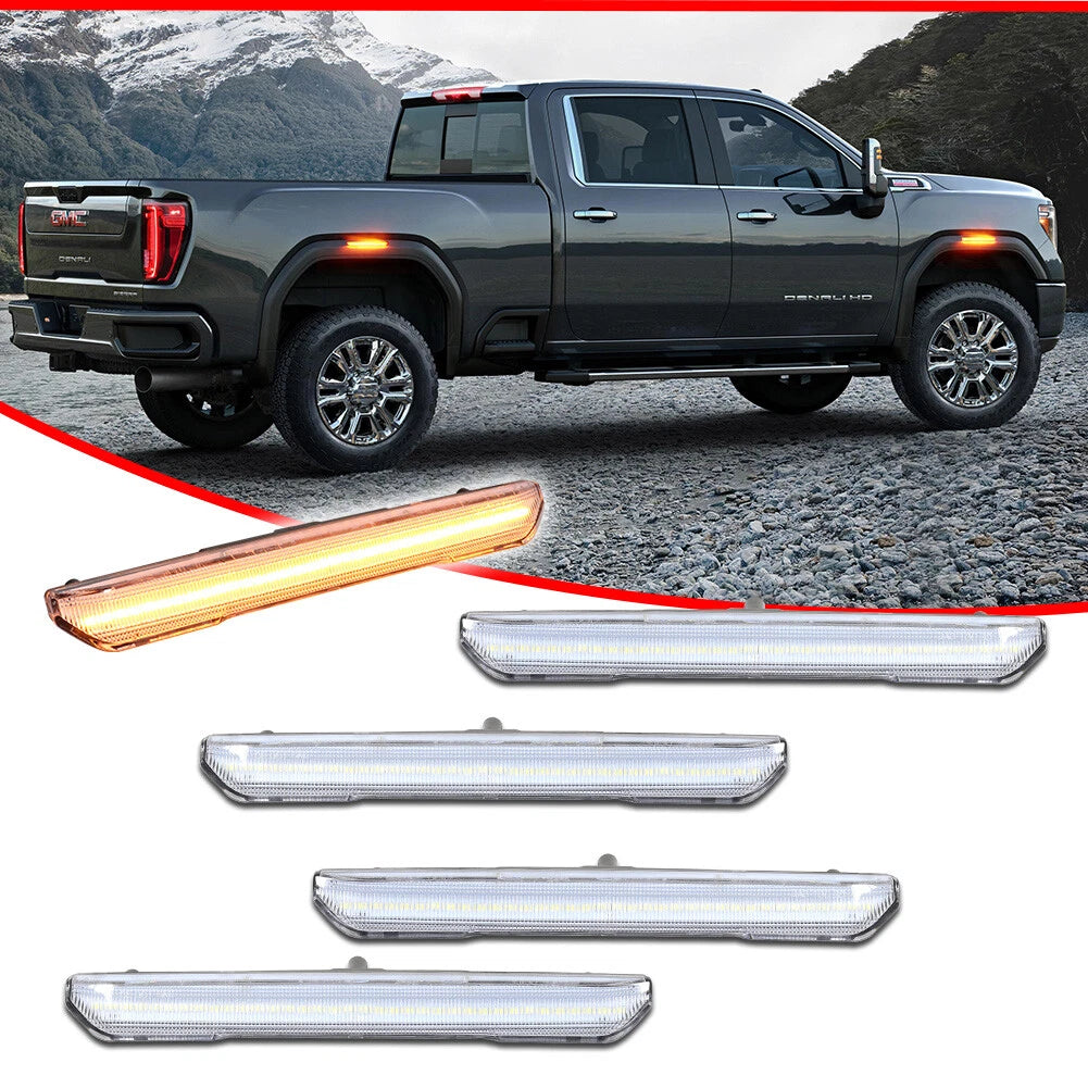 Clear Amber LED Side Marker Lights for GMC Sierra 2500 3500 (2020–2024)