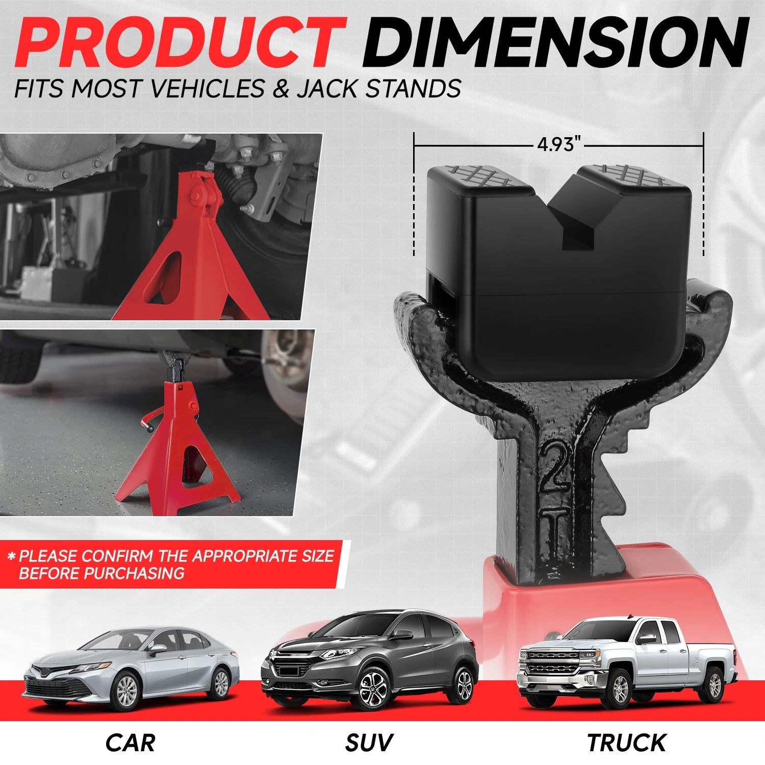 Set of 2 V Groove Rubber Pads for Universal Floor Jack Protection