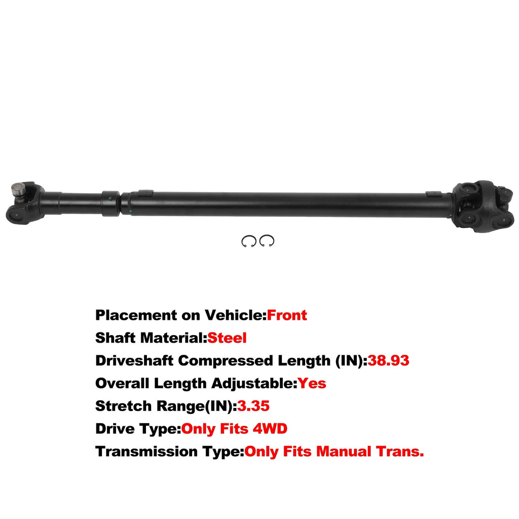 Front Driveshaft for Jeep Wrangler (1997–2002) 52098377AD 40.85" 4WD