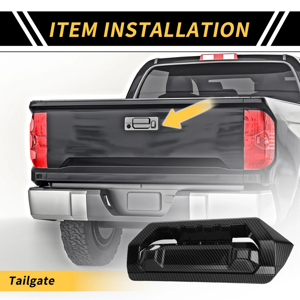 Carbon Fiber Rear Handle Frame Bezel Trim Kit for Toyota Tundra (2022–2024)