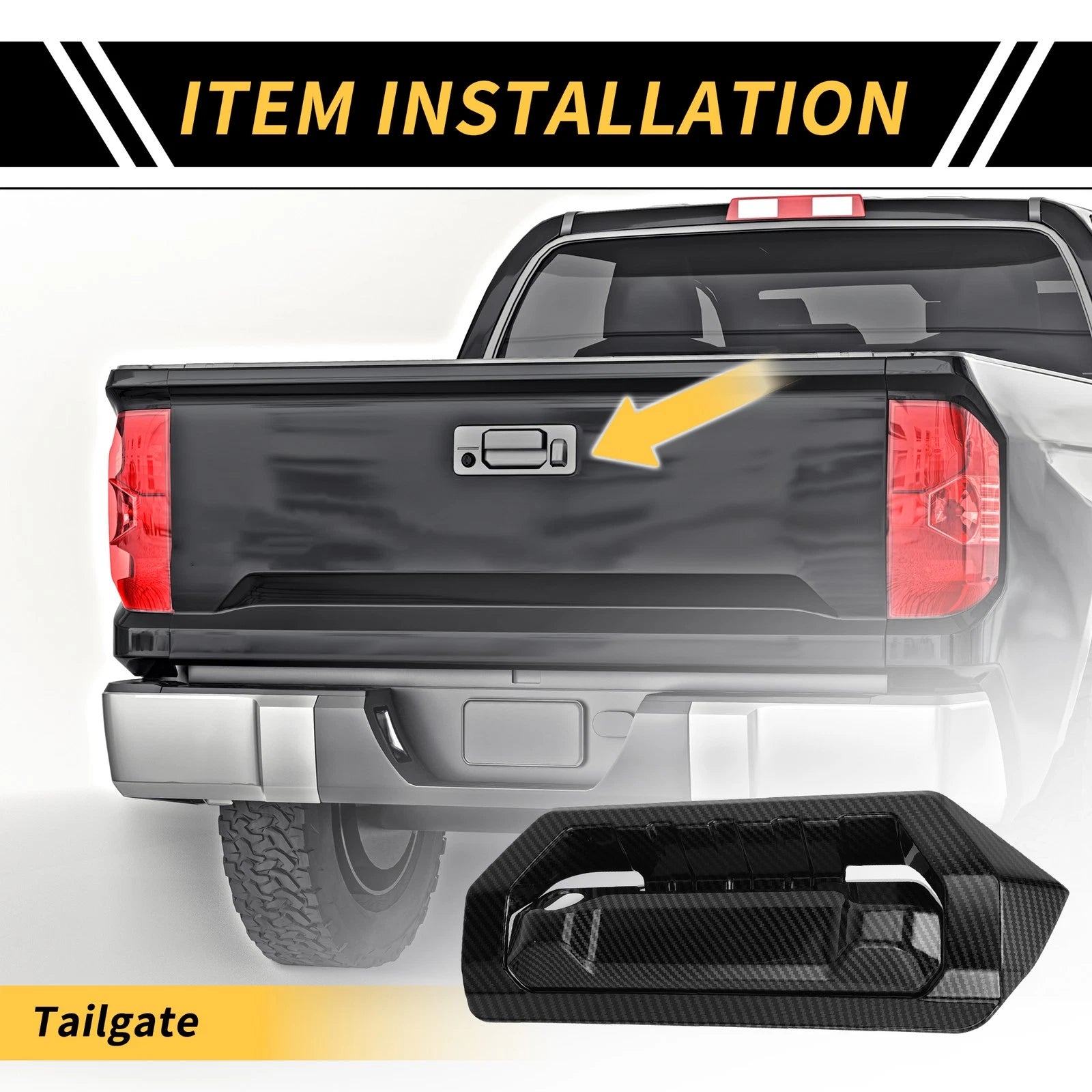 Carbon Fiber Rear Handle Frame Bezel Trim Kit for Toyota Tundra (2022–2024)