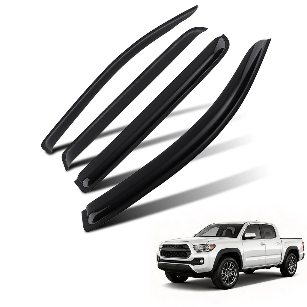 Window Visors Rain Guards for Toyota Tacoma Double Cab (2016–2023) Black