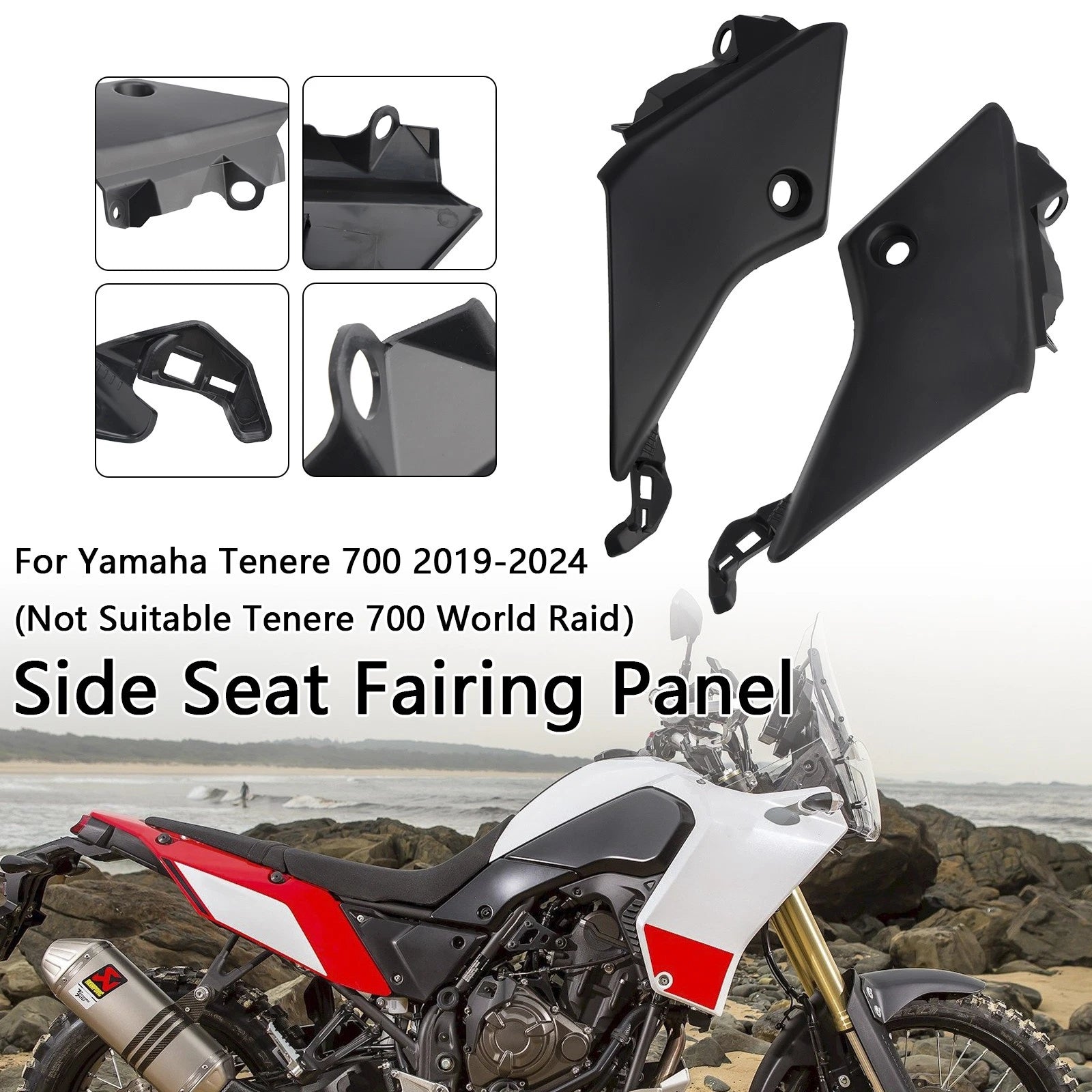 Side Seat Fairing Panel Cowl for Yamaha Tenere 700 (2019–2024) Black
