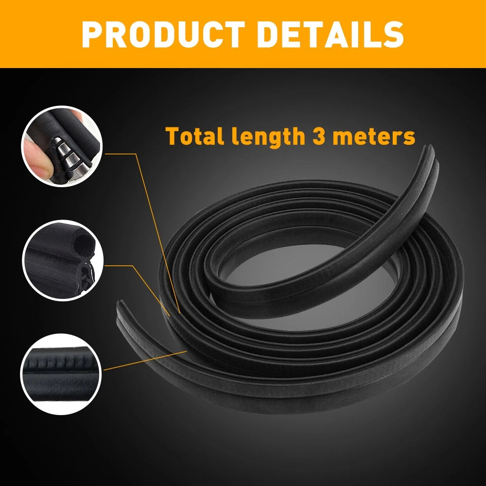 10FT Rubber Seal Trim Molding for Universal Vehicle Door Edge (All Years)