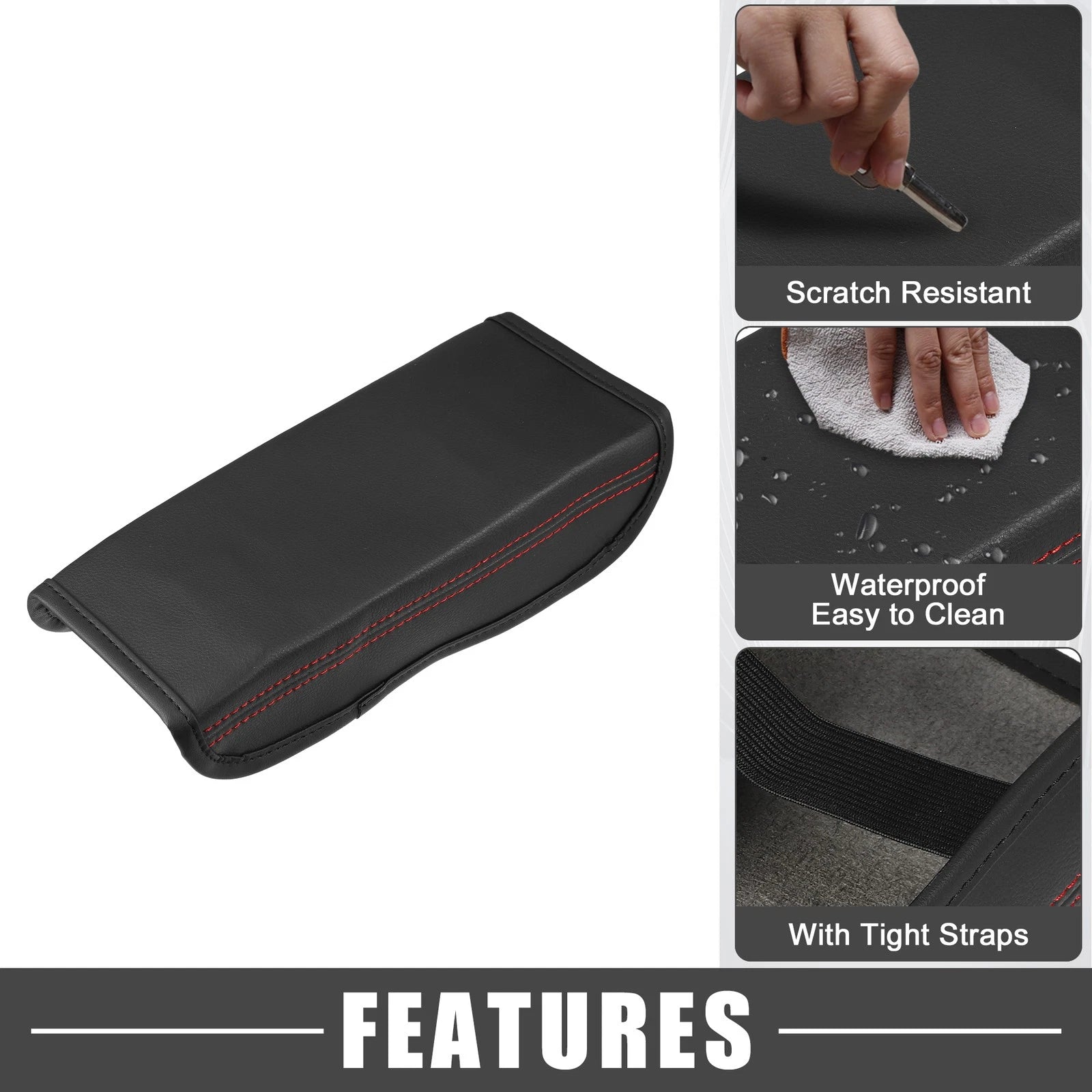 Armrest Cover for Hyundai Tucson (2016–2021) Black Red