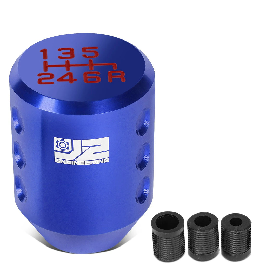 Shift Knob for Universal Fit (J2) - Aluminum Cylindrical Blue w/Adapters