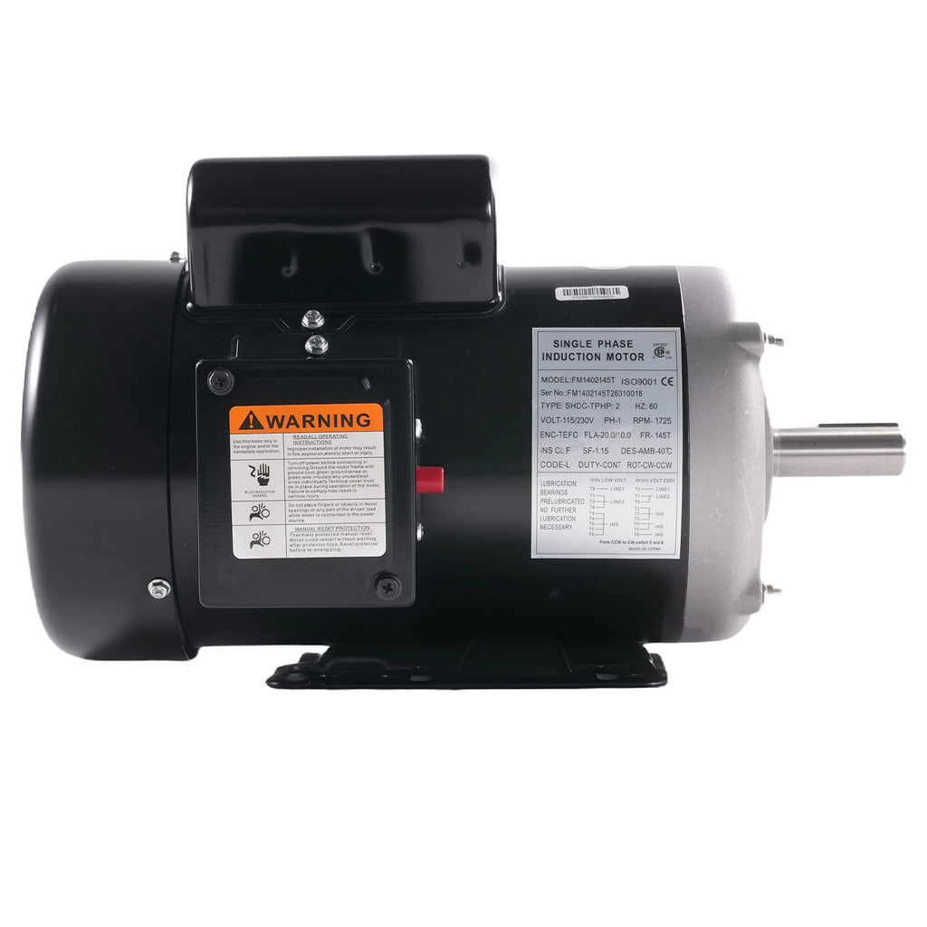 2HP Electric Motor 1725 RPM for Air Compressor (115V/230V, 143/5T Frame)