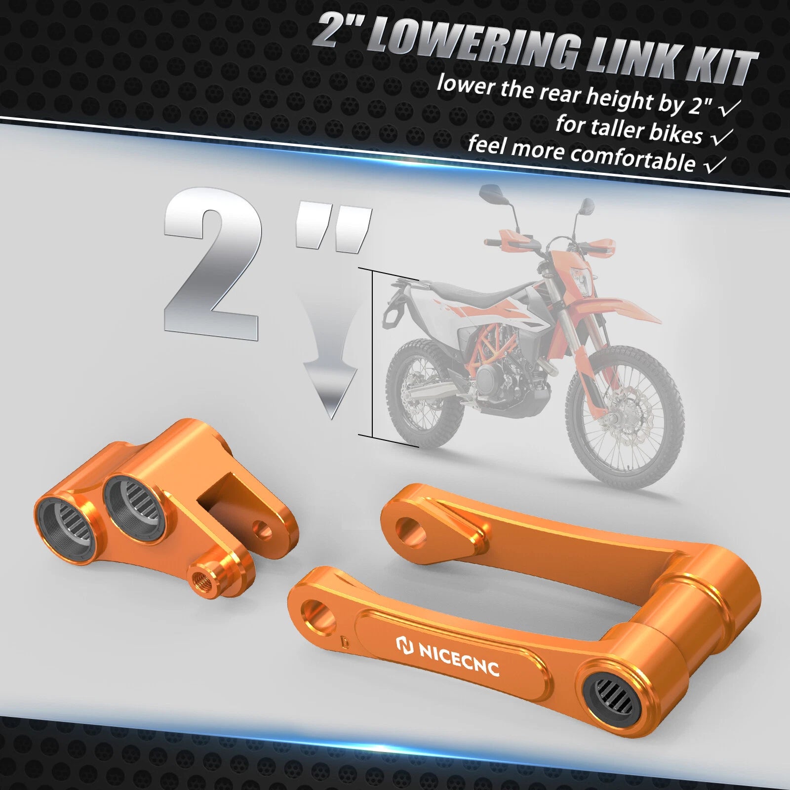 CNC 2" Rear Suspension Lowering Link for KTM 690 SMC 690 SMC R (2019–2024)