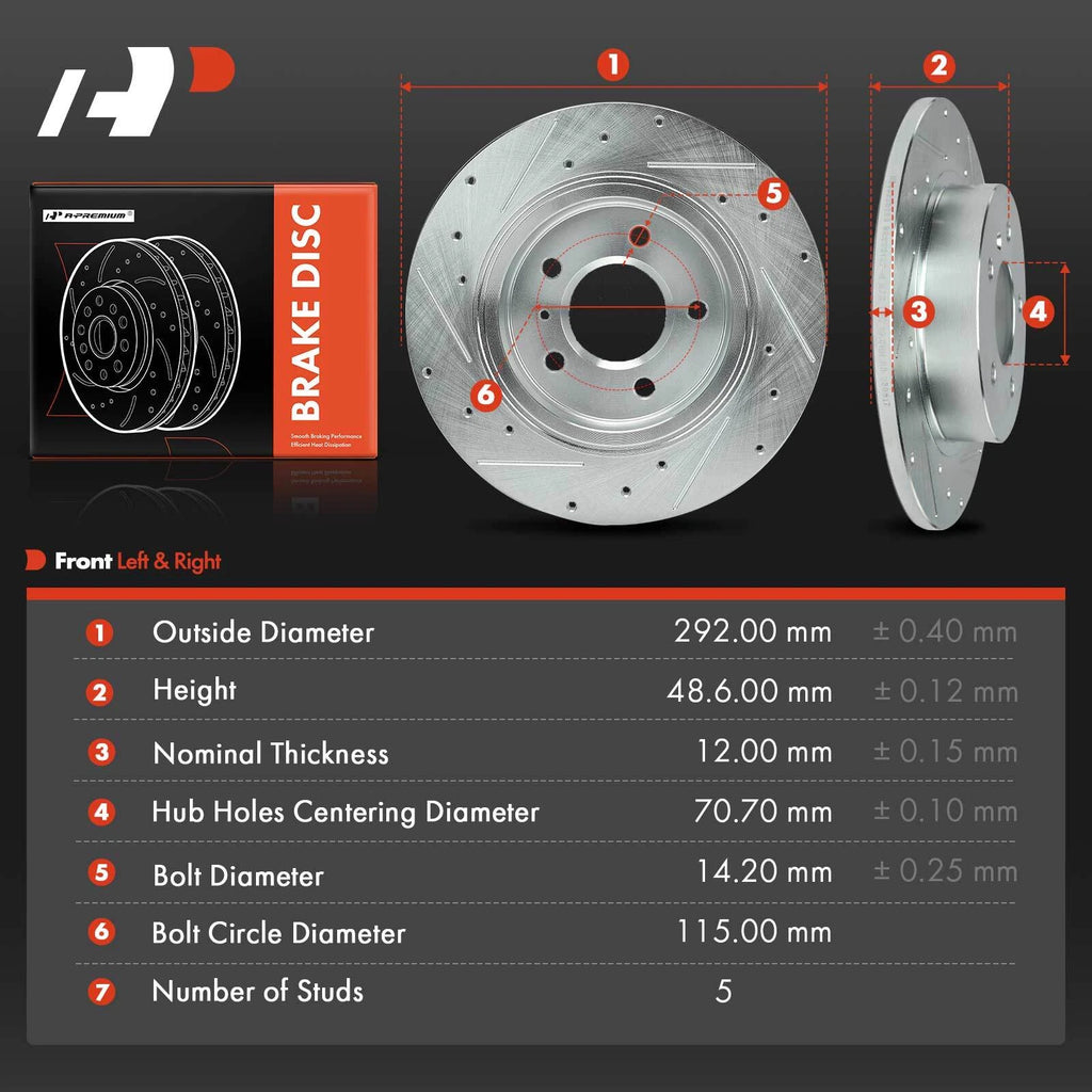 Drilled Brake Rotors for Cadillac DTS, Buick Lucerne (2006–2011)
