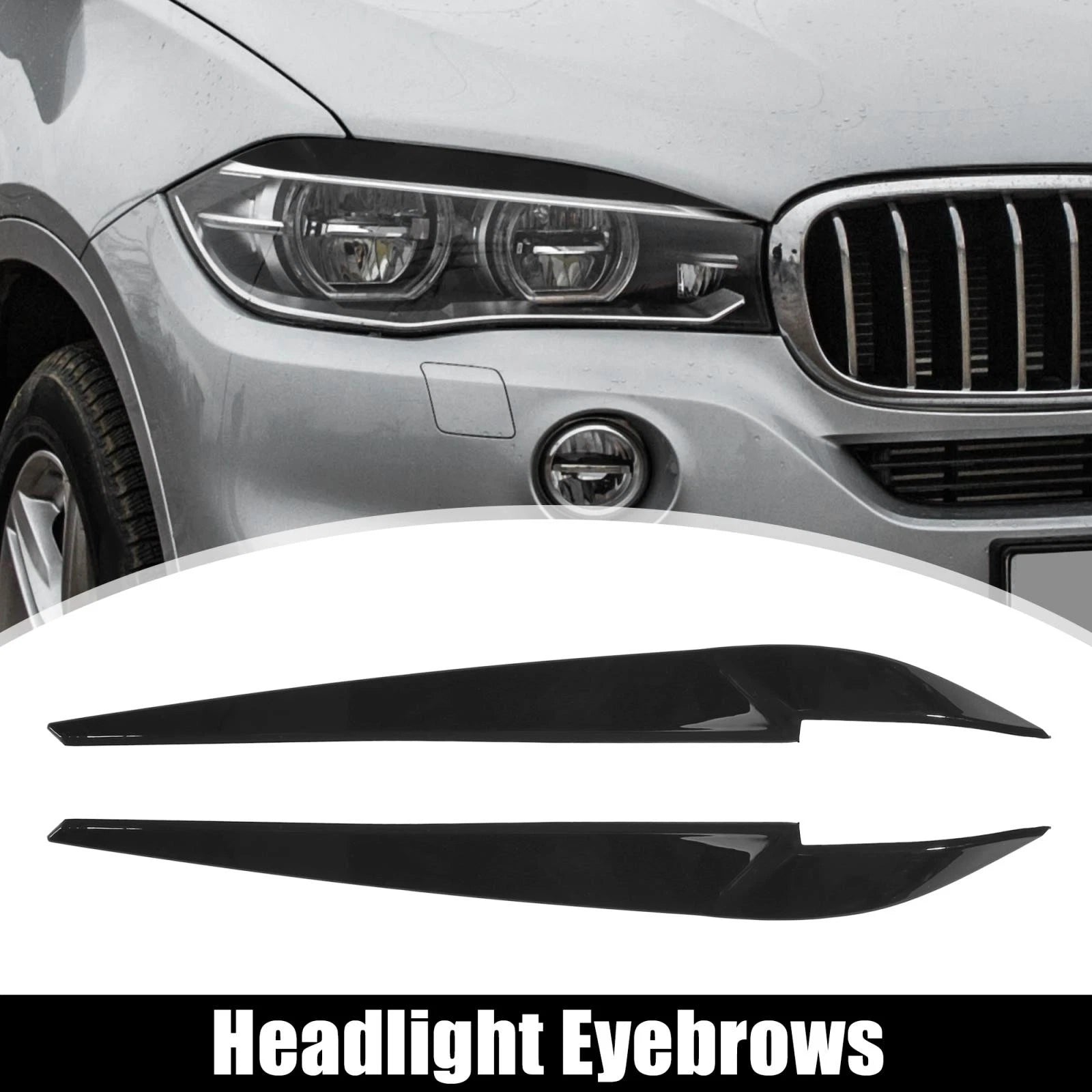 1 Pair Headlight Eye Lid Cover Sticker Black for BMW X5 X6 (2000–2023)