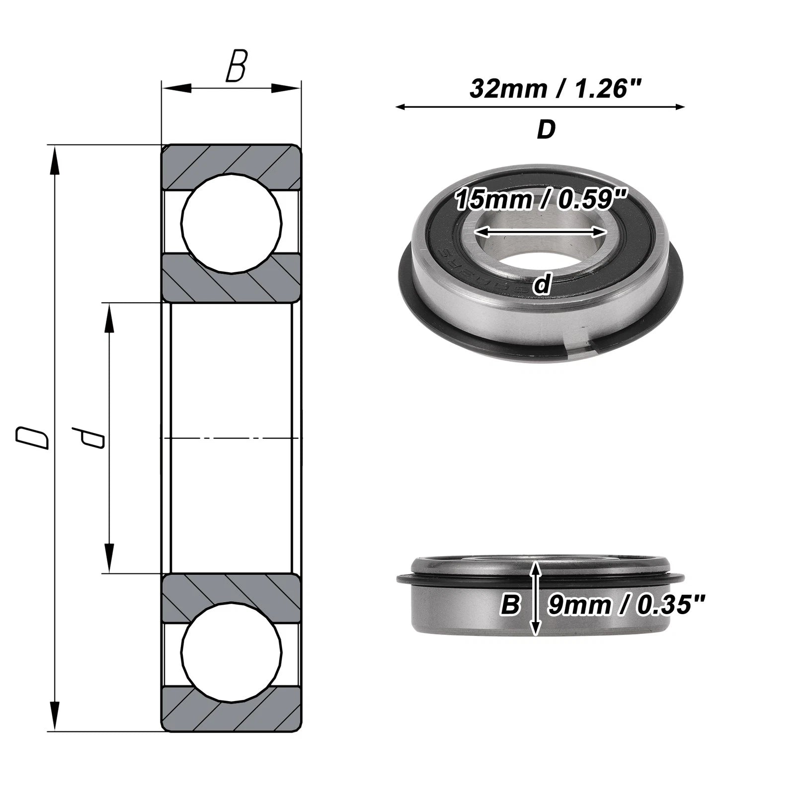 6002NR2RS Deep Groove Ball Bearings for Scooter Skateboard (15x32x9mm)