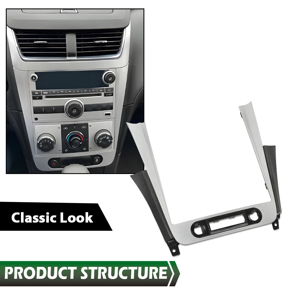 Dash Radio Bezel Trim for Chevy Malibu (2008–2012) Black Silver