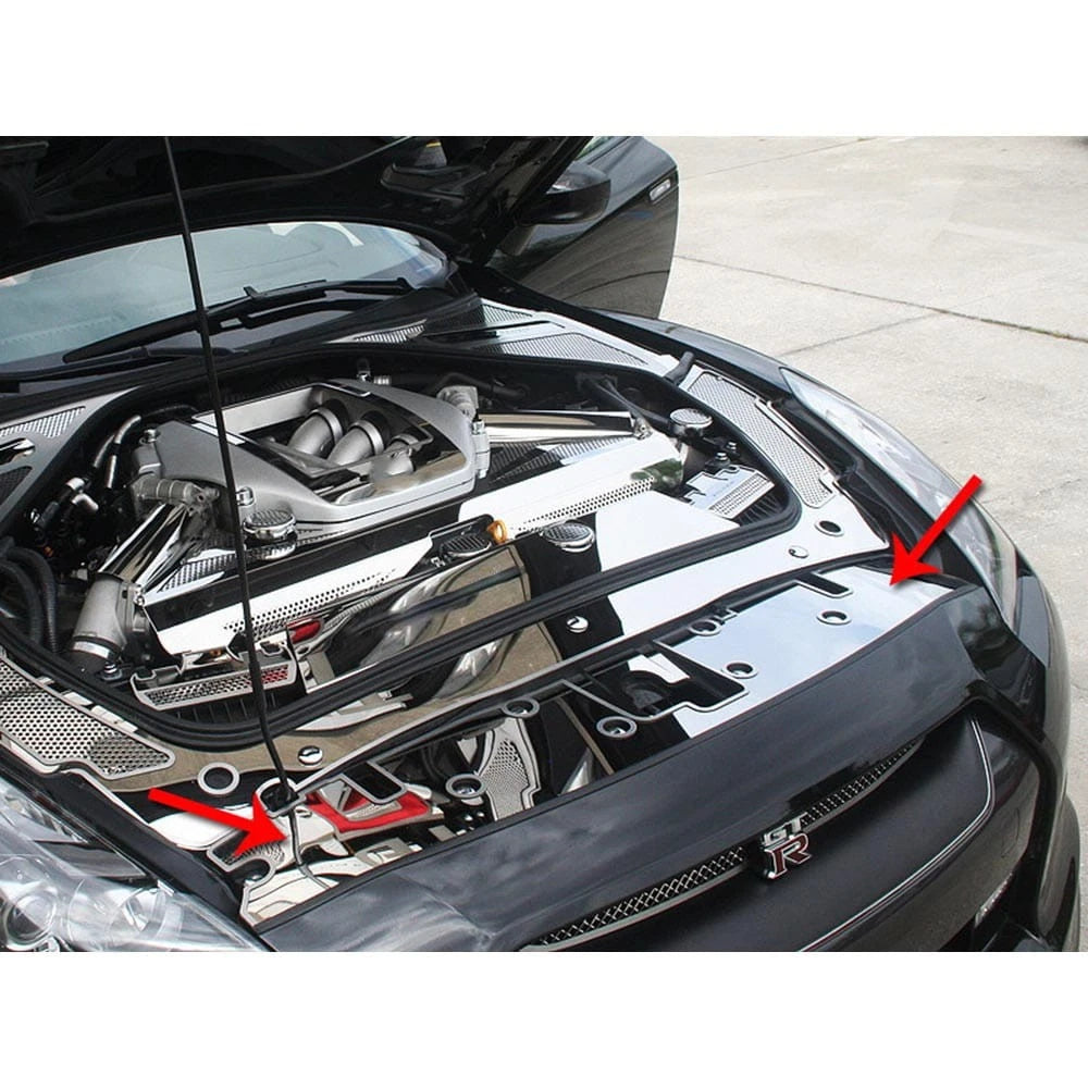 Front Header Plate 2pc Polished Stainless Steel for Nissan GT-R (2010–2013)