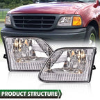 Set of 2 Headlights for Ford F-150, F-250, Expedition (1997–2003)