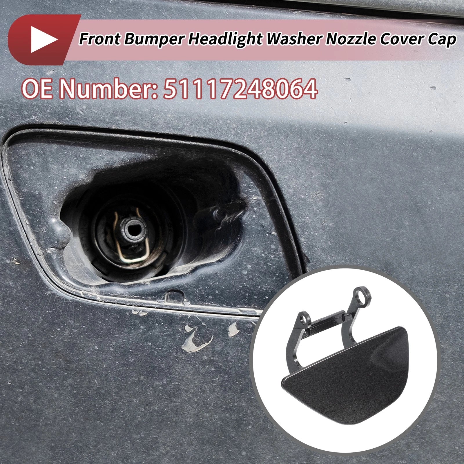 Washer Nozzle Cover Cap No. 51117248064 for BMW 535i GT (2010–2017) Gray