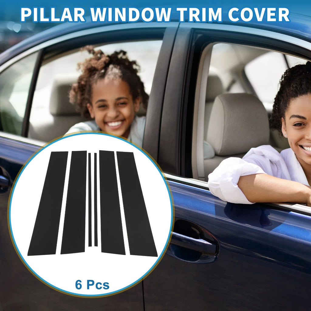 6 Pcs Door Pillar Window Trim for Toyota Fortuner (2016–2023) Black