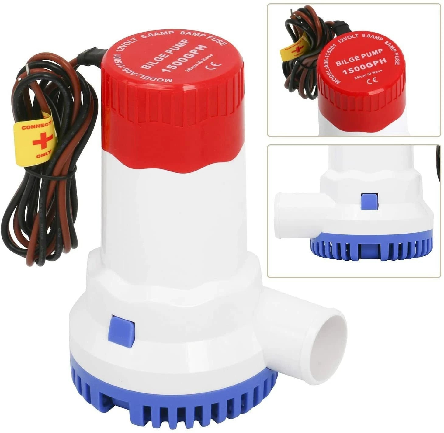 1500GPH 12V Electric Bilge Pump & Float Switch for Boat
