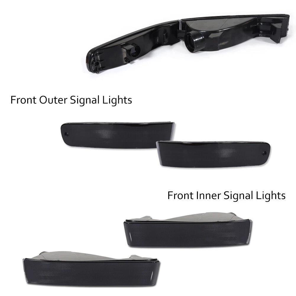 Set of 4 Smoked Front Bumper Marker Signal Lights for Honda Prelude (1992–1996)