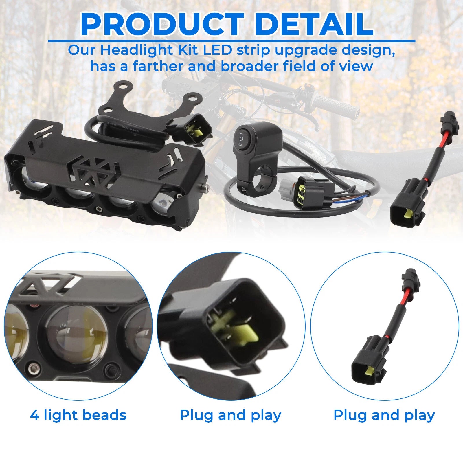 LED Headlight Bar Kit for Sur-Ron Segway X260 Talaria Sting R MX3 MX4 (2018–2023)