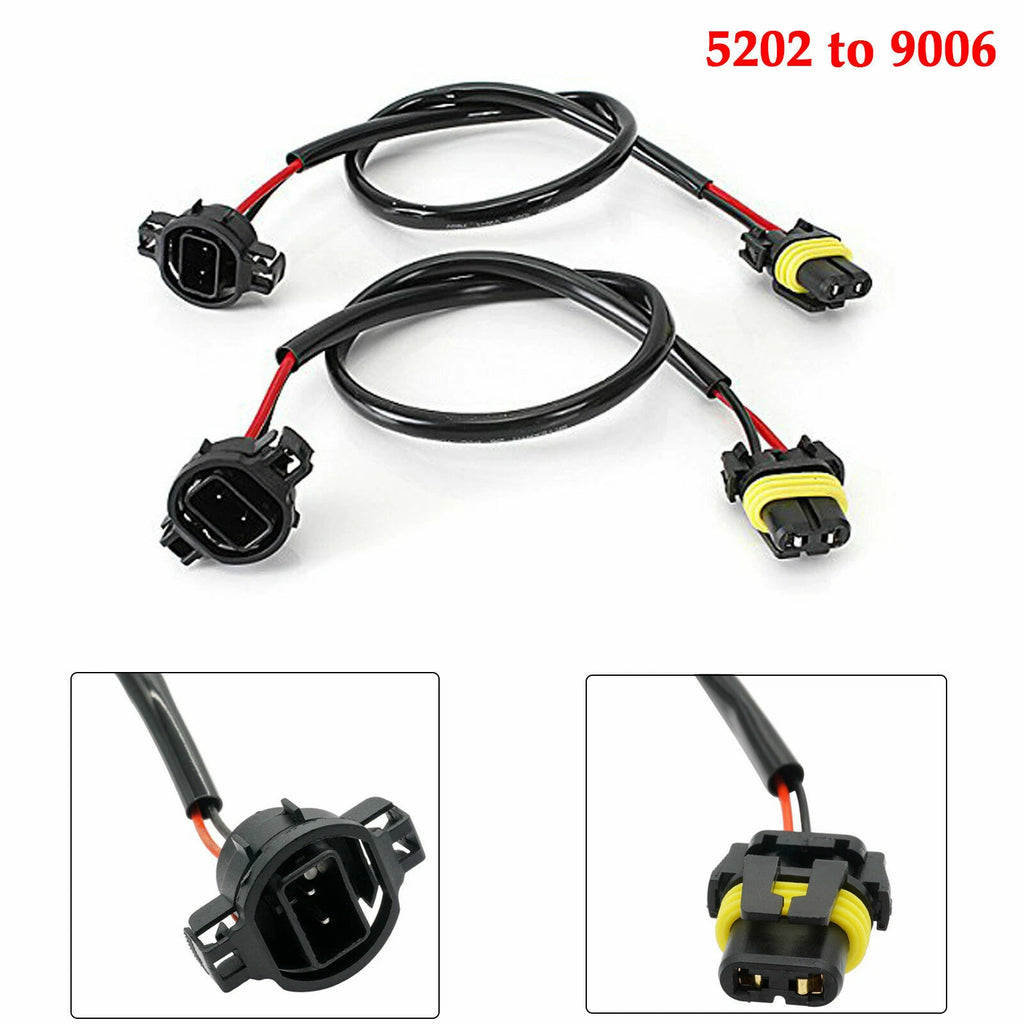 2x 5202 H16 to 9006 Socket Extension Wire Harness for HID Conversion (2014–2024)