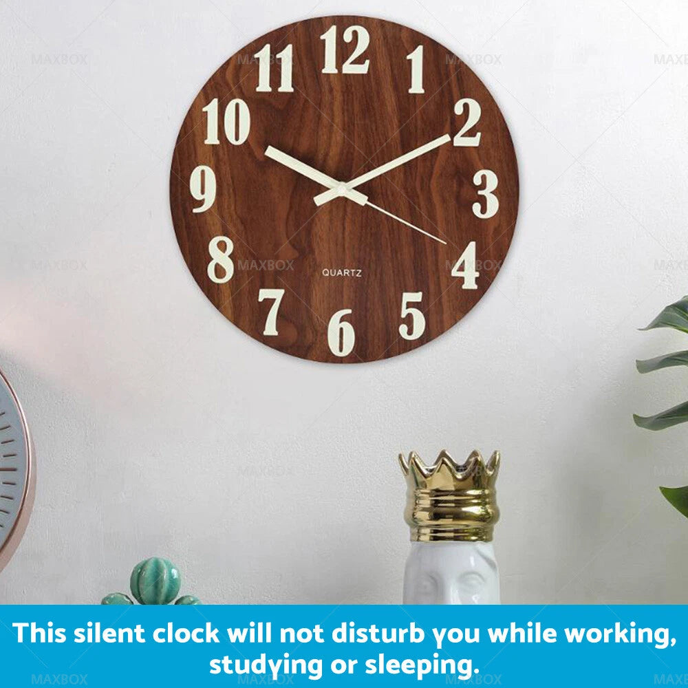 Luminous Wall Clock for Home Office Decor (Silent Quartz)