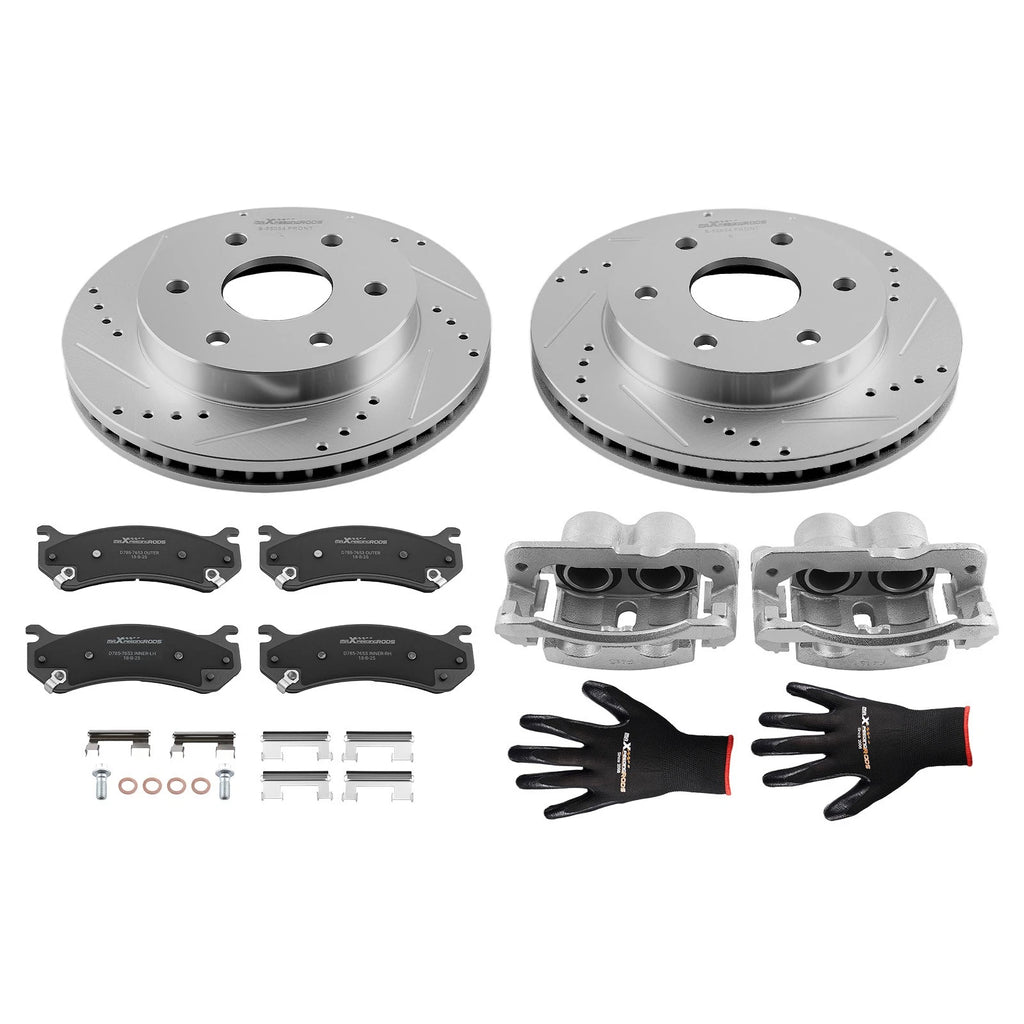 Front Drilled Rotors Brake Calipers Pads Kit for Chevrolet Astro Avalanche (2001–2005)