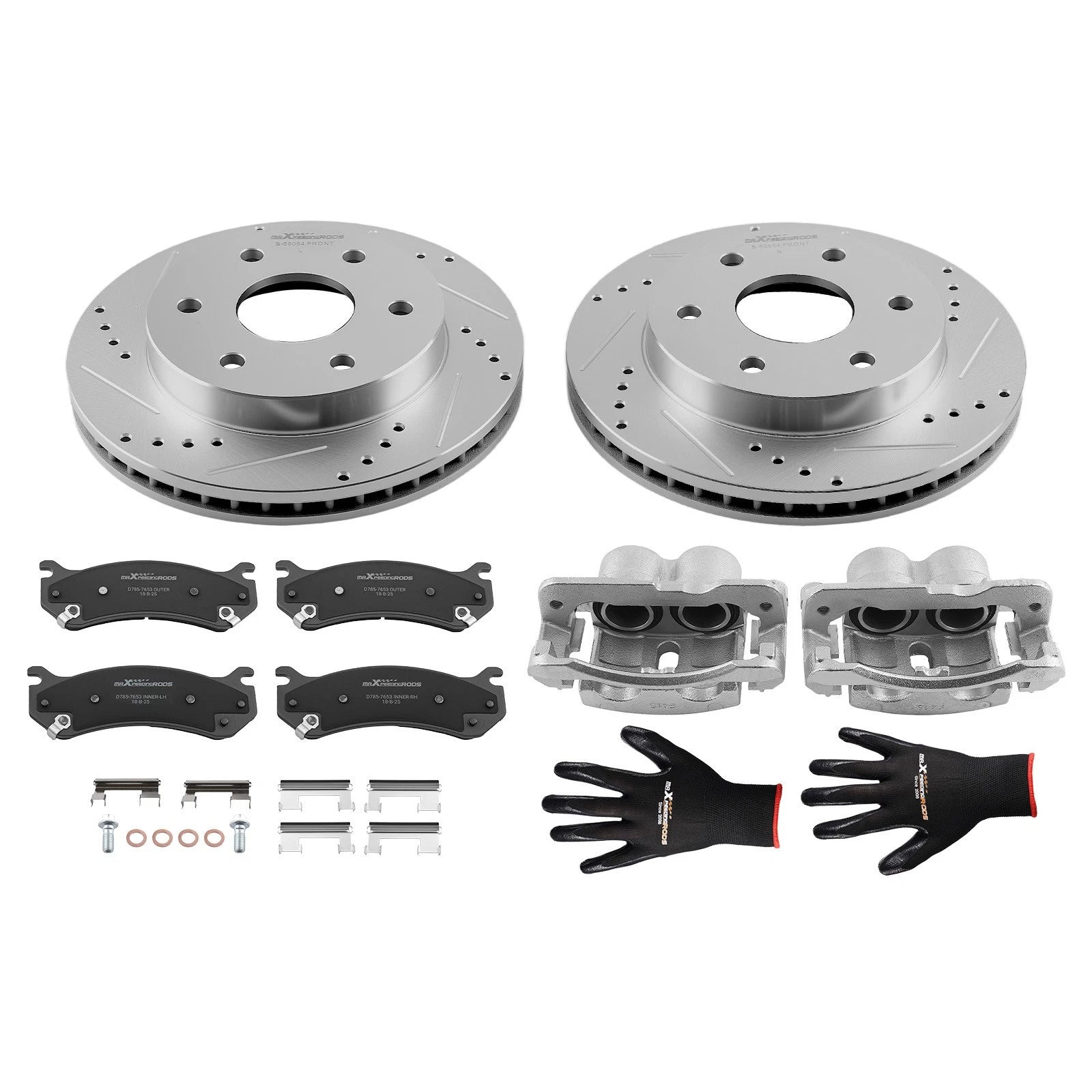Front Drilled Rotors Brake Calipers Pads Kit for Chevrolet Astro Avalanche (2001–2005)