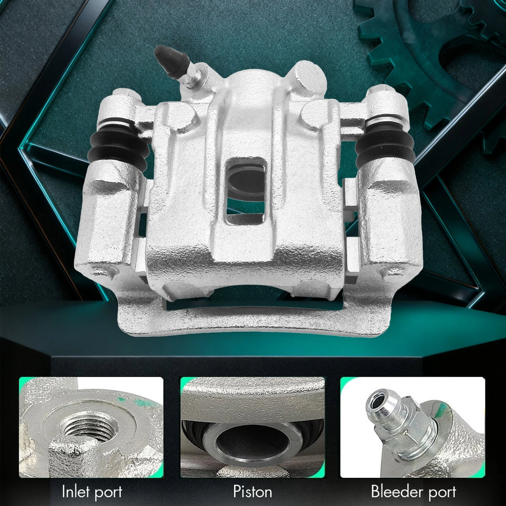 2 Rear Disc Brake Caliper with Bracket for Hyundai Accent Kia Rio (2006–2007)